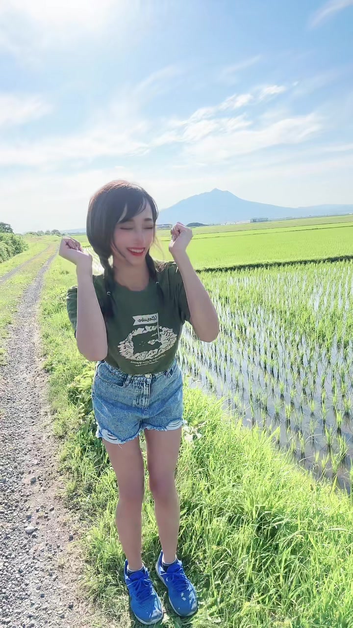 #超めでたいソング #fruitszipper #田んぼ 岩木山と水田🌾