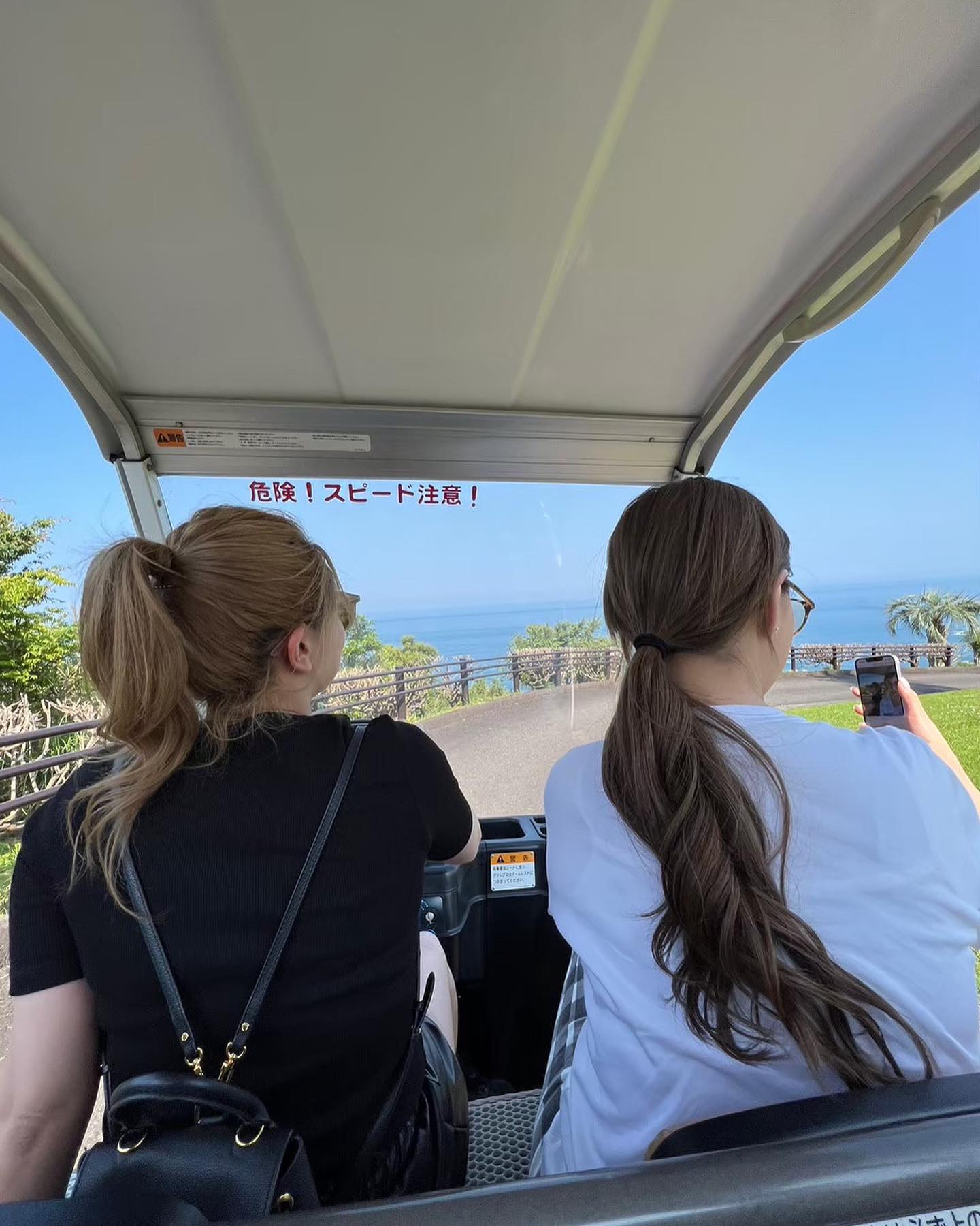 カートをマリオカートと勘違いしてるりこはベタ踏みフルマックス運転でスリル満点でした💯笑
なので下りは私が運転‼︎
はるかにはハンドル触らせない♡爆笑